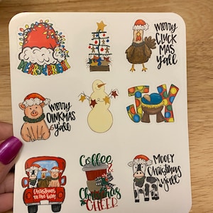 BOPP Christmas Farm Animals Stickers Sheet, Xmas Sticker Sheet, Cute Christmas sheet Sticker