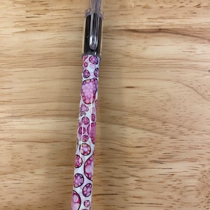 Paw print pen, Cute Paws on pen, Pink and Purple Paw Print Pen, RSVP pental Pen with Paws, Soft Grip Heart Paws Pen