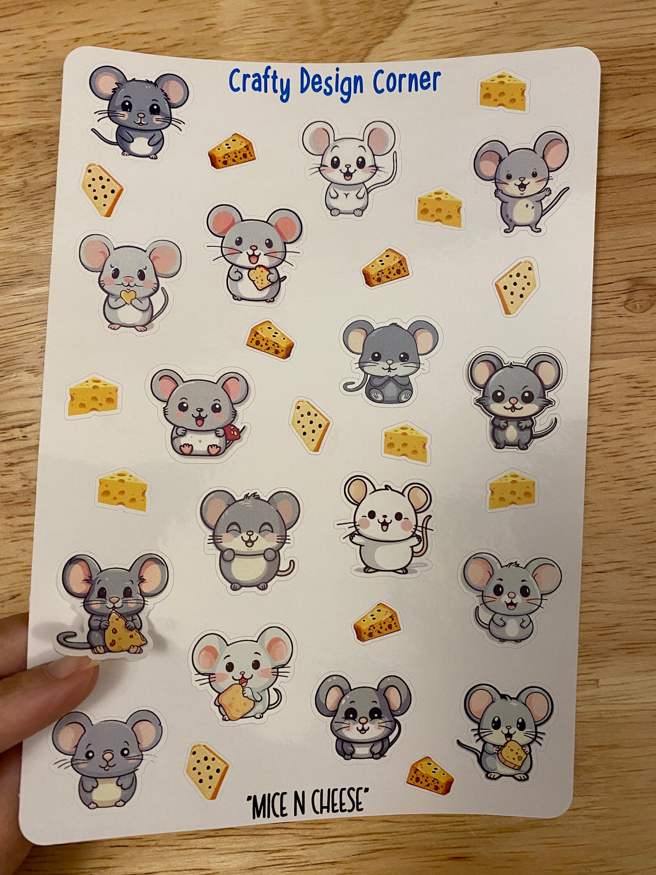 Mouse Pattern Sticker 16 Mice Sticker Sheet With Cheese, Cute Mice With Cheese, Kawaii Mice ...