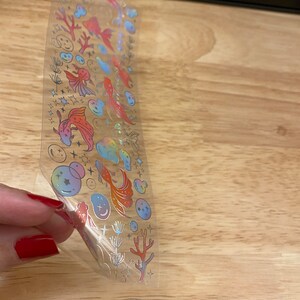 Holographic Clear Tape With Goldfish and Bubbles With Coral, PET Washi ...