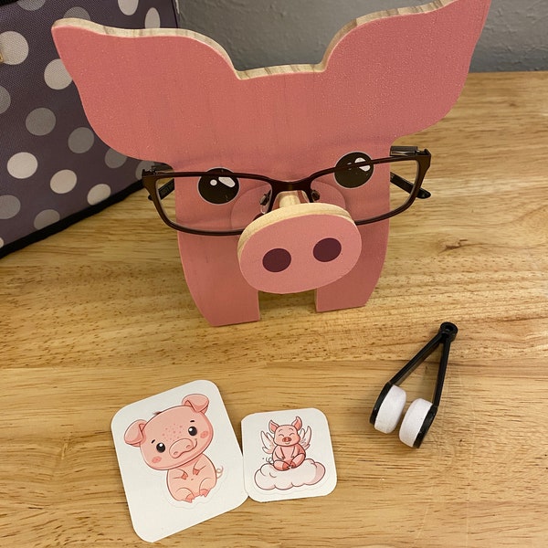 Pig Glasses Holder Bundle Set, Wooden eyeglasses stand, pig eyeglasses stand, Pig Bundle, Glass stand holder, Pig Stand holder