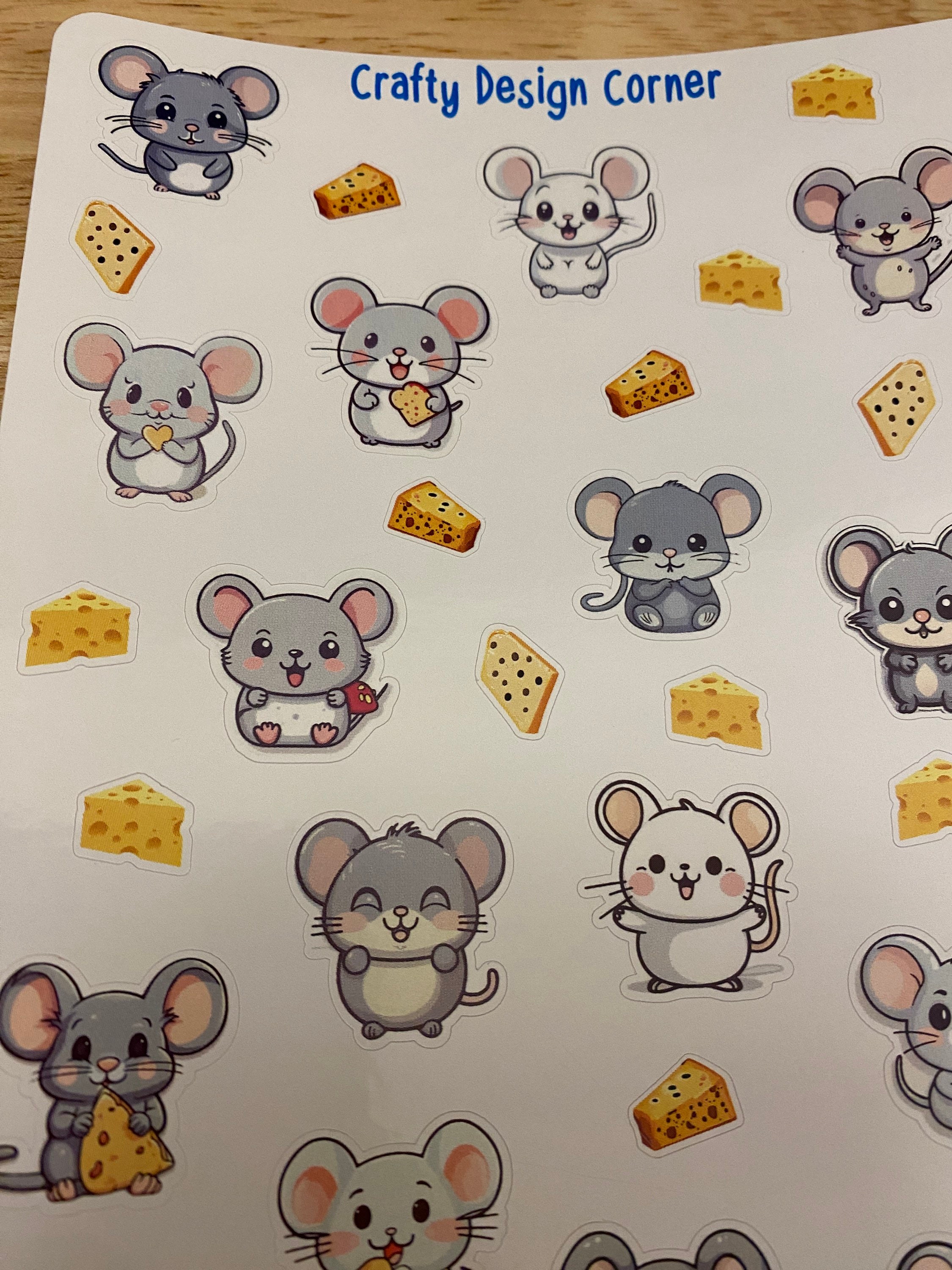 Mouse Pattern Sticker 16 Mice Sticker Sheet With Cheese, Cute Mice With Cheese, Kawaii Mice ...