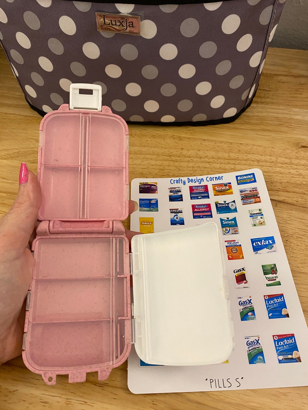Large Pill Box With Labels Kit, Pill Container With Sticker Labels to ...