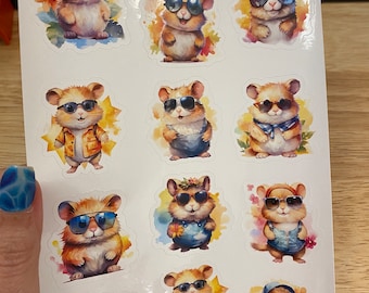 Cute Hamsters Stickers, Hamsters with Clothes Sticker, Hamster sticker sheet