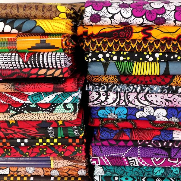 Tissu africain Fat Quarter Bundle, fabrication d’art et d’artisanat, tissu Ankara, fabrication de courtepointe, patchwork, couture, bandes de tissu de coton africain