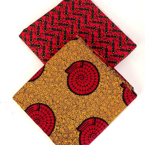 Mix and Match Multicolor African Fabric, African wax cotton fabric, Red Ankara Fabric, Craft Fabric, African Print Fabric Sold by the yard