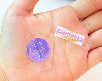 5 Transparent charms for customizable diary and notebook bands, ribbon holders, charms for diary ribbons, charms for planners.