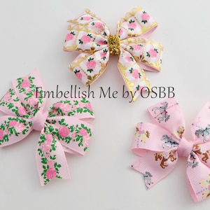 Pretty Pink Carousel Horse Hairbow Set Hair Bow Pinwheel with option Interchangeable Headband