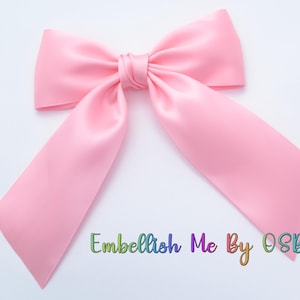 Large Pink Luxe Satin Bow Timeless Hairbow Collection Hair Bow Long Tail Hair-Bow, Easter Bow, Coquette Hairbow, Flower Girl Hairbow