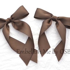 Brown Luxe Satin Bow Timeless Hairbow Collection Hair Bow Long Tail Hair-Bow