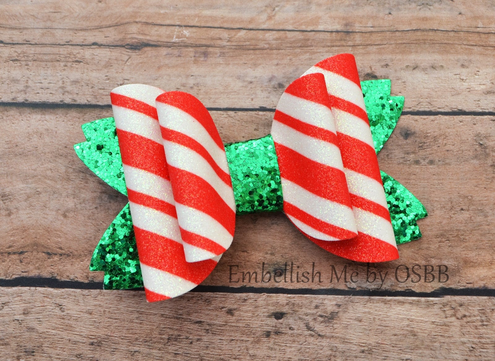 Glitter Candy Cane Winter Holiday Christmas Hairbow Hair Bow Accessory ...