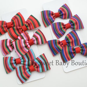 Serape Hair Bow, Hair Clip, Sarape, Mexican Heritage, Hispanic, Sarape, Mexican Blanket