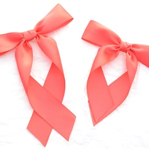 Coral Luxe Satin Bow Timeless Hairbow Collection Hair Bow Long Tail Hair-Bow