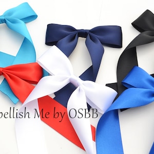 Patriotic and Basics Luxe Satin Bow Timeless Hairbow Collection Hair Bow Long Tail Hair-Bow