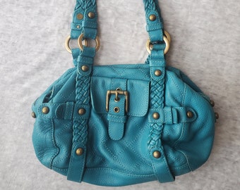 vintage Isabella Fiore sac à bandoulière en cuir bleu sarcelle