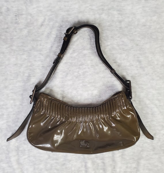 Authentic Vtg Burberry Dark Olive Green Patent Leather Hobo Bag - Etsy