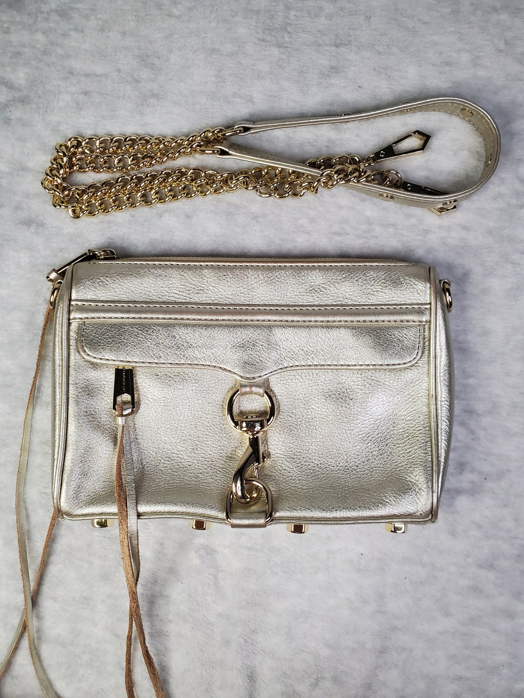 Rebecca Minkoff Mini Mac Gold Leather Crossbody Clutch Bag - Etsy