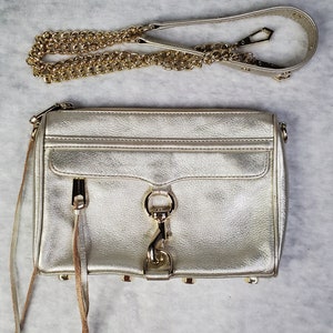 Rebecca Minkoff Mini Mac Gold Leather Crossbody Clutch Bag