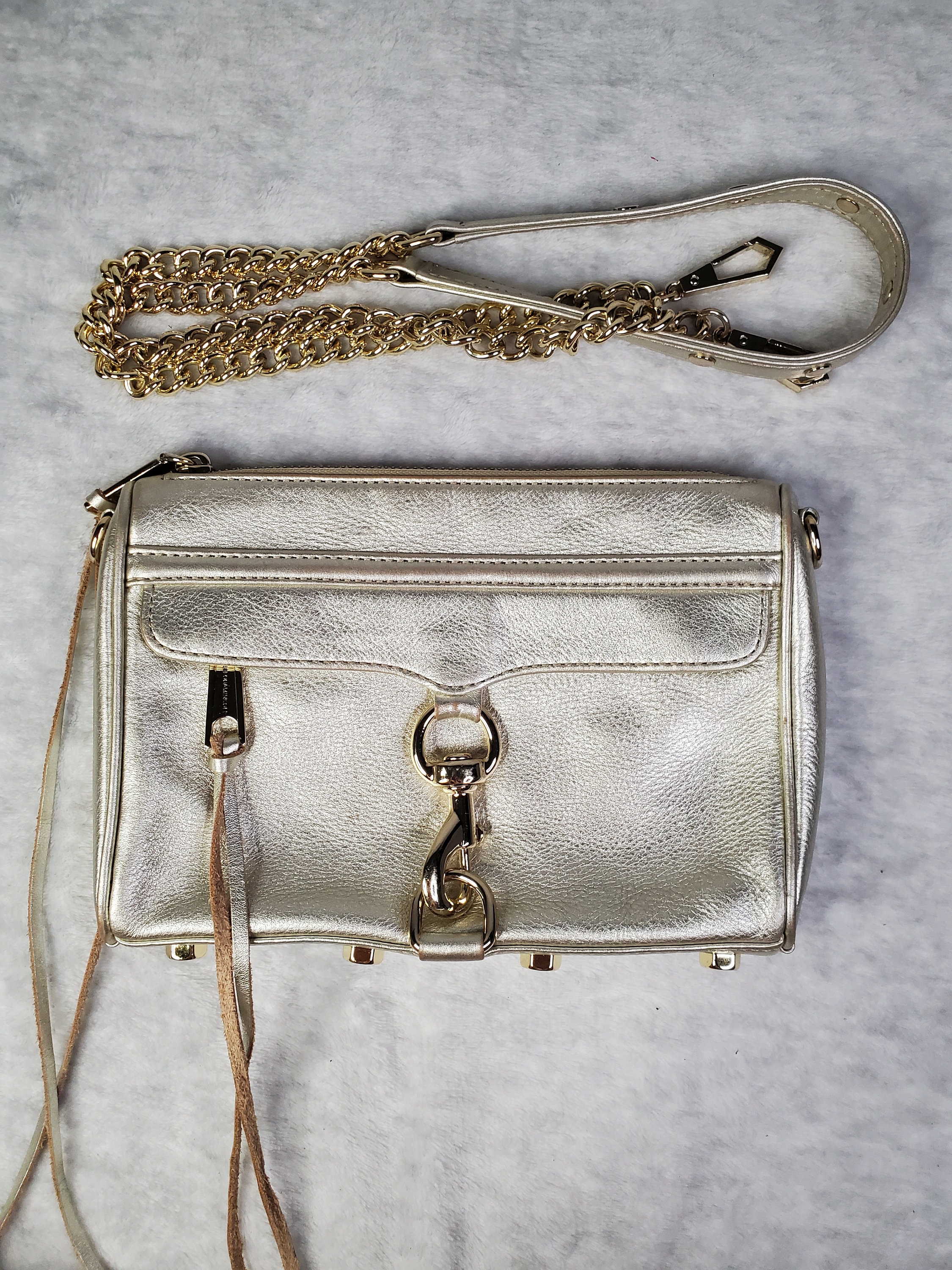 Rebecca Minkoff Metallic Gold Women’s Leather Backpack Rebecca Minkoff Mini Studded Leather Backpack, Almond  main image 3