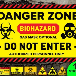 Danger Zone Sticker // Biohazard Sticker Pack // Assorted Pack of 17 Stickers