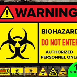 Warning Biohazard Sticker // Biohazard Sticker Pack // Assorted Pack of 17 Stickers
