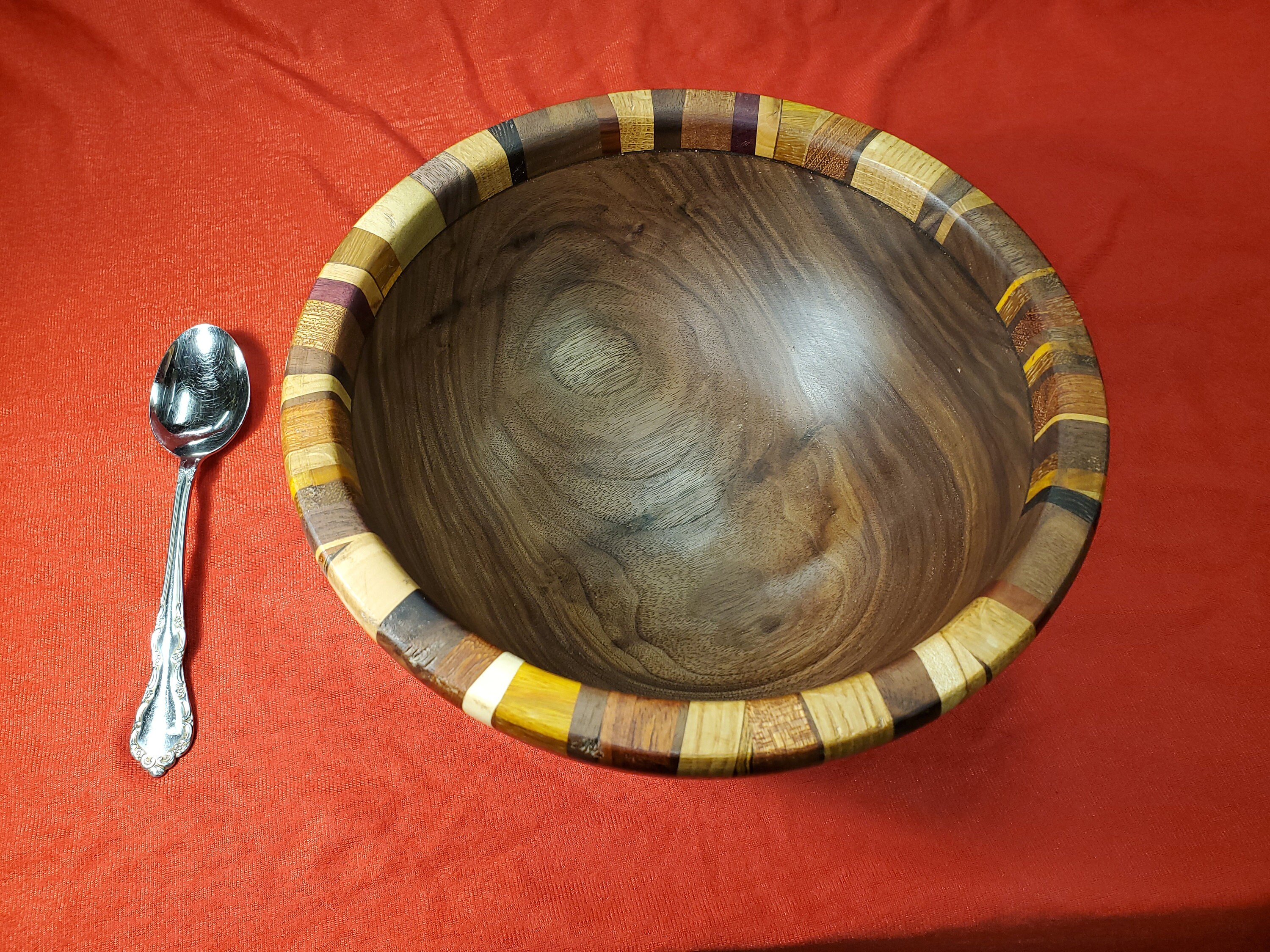 Black Walnut Salad Bowl with decorative ring Etsy