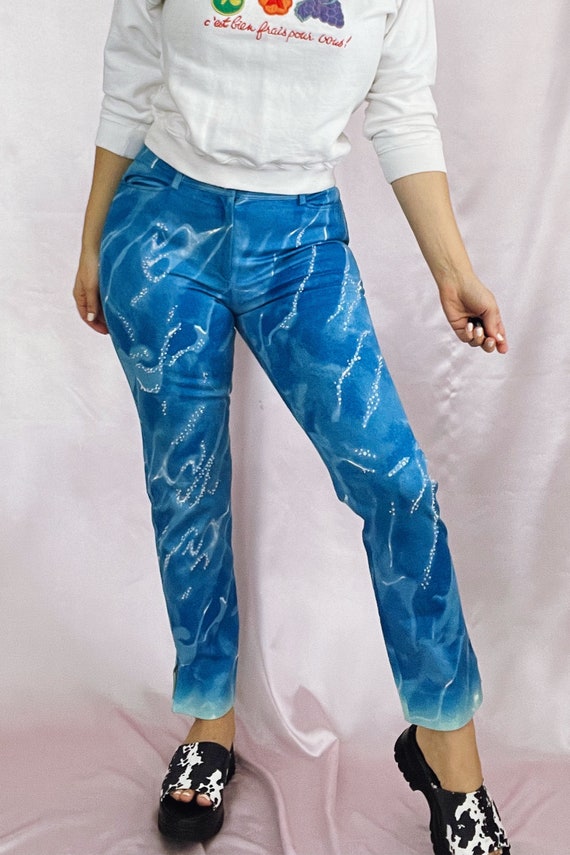 Vintage 90s Valentino Water Ocean Pool Wave Print