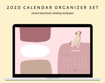 Minimalist 2020 Monthly Calendar Desktop Wallpaper Pack Etsy