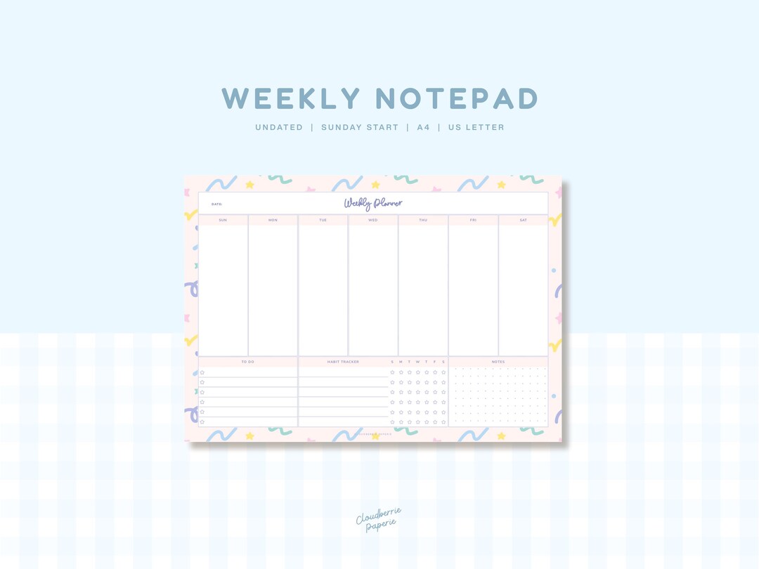 Weekly Planner Printable | Cute Pastel Confetti Weekly Planner ...