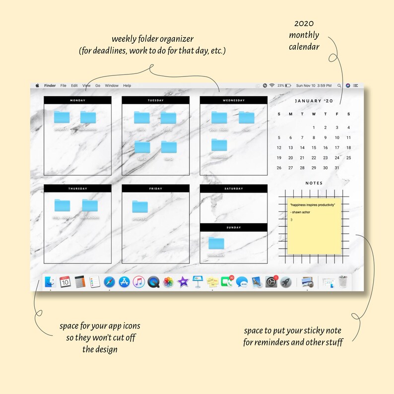 2020 Marble Weekly Desktop Organizer Wallpaper / 2020 Monthly | Etsy