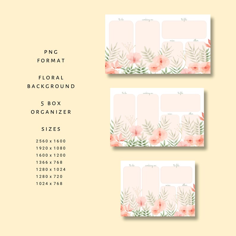 Floral Desktop Organizer Wallpaper / Laptop Planner / Desktop | Etsy
