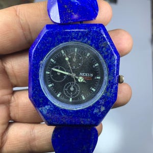 ギフトに最適なヴィンテージ ラピスラズリ ハンドメイド腕時計