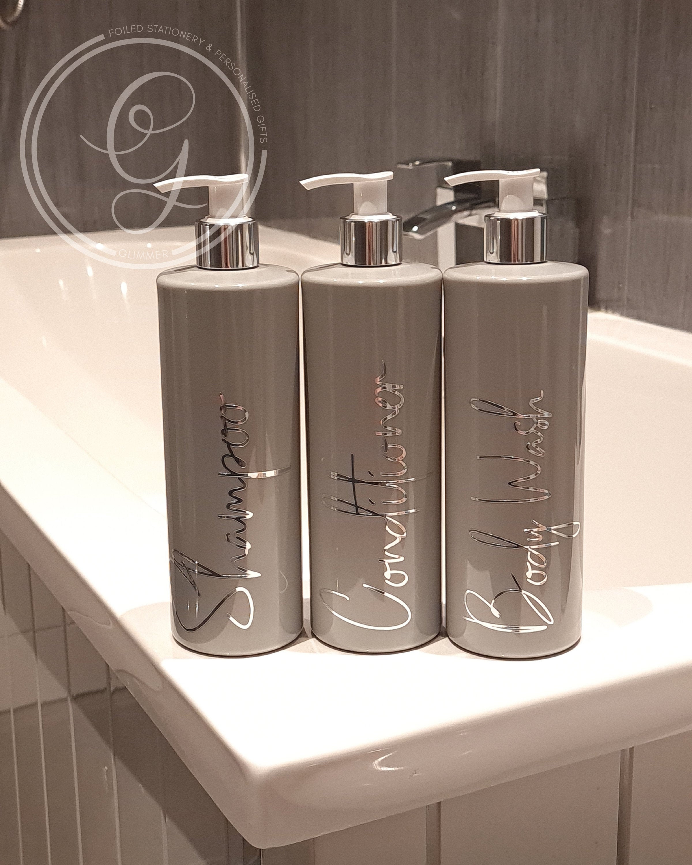 Grey Shampoo Conditioner Pump Bottle Dispenser 500ml Hinch Etsy UK