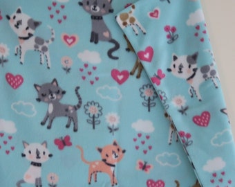 Kitties Hearts Fleece Blanket #A- Cat/Kitten, Child, Toddler, Baby