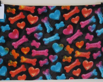 Hearts and Bones Fleece Blanket #B - Pet, Child, Toddler, Baby