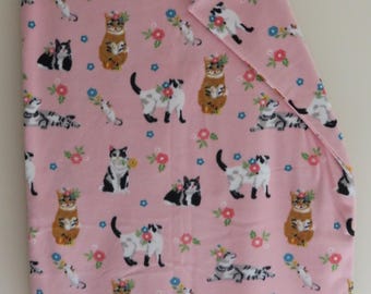 Sweet Floral Kittens Fleece Blanket - Cat/Kitten, Child, Toddler, Baby Snuggle
