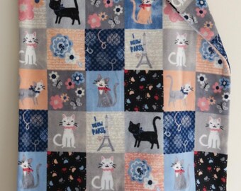 Paris Kitties Fleece Blanket - Cat/Kitten, Child, Toddler, Baby Snuggle