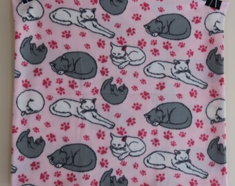 Sleepy Kitties Pawprints Fleece Blanket - Cat/Kitten, Child, Toddler, Baby