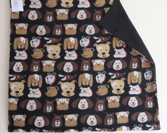 Puppy Dog Faces Fleece Small Throw, XLarge Dog Blanket #B - Child's Comfort Blanket