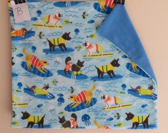 Surfing Dogs Fleece Blanket #B - Pet, Child, Toddler, Baby