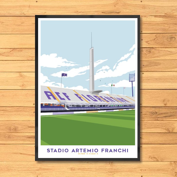 Fiorentina, Stadium, Print, Stadio Artemio Franchi, Viola, Fiorentina, Art, Poster, Fan, Idea, Gift,