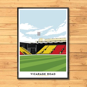 Watford, Stadium, Vicarage Road, Print, Poster, Soccer, Gift, Art, Football, Watford Art, Watford Print, Watford Poster