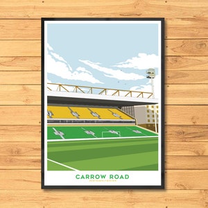 Norwich, Carrow Road, Stadium Print, Poster, Soccer, Gift, Present, Art. Norwich Art