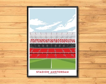 Ajax Stadium Art Print, Amsterdam Soccer Arena, Gift for Him