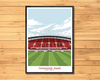 Munster, Stadium Print, Thomond, Kunst, Limerick, Park, Rugby, Gift Idee, Vaderdag, Kerstmis, Fan, Poster,