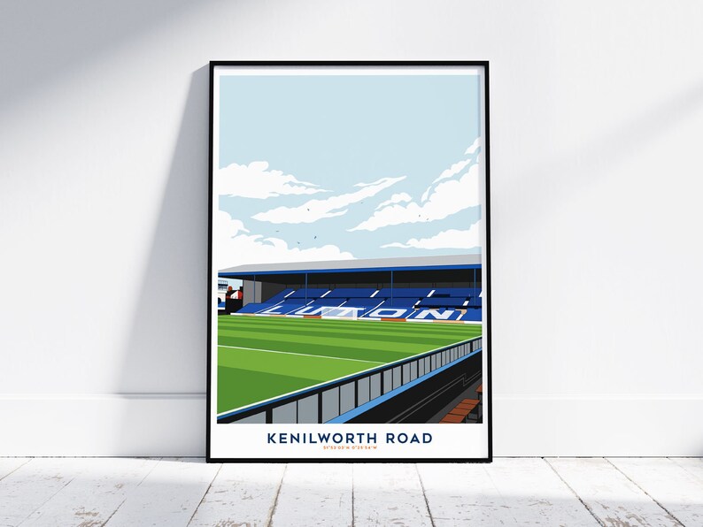 GroundDesigns Stampa Artistica Mappa Dello Stadio Kenilworth Road - Luton Town FC, Formato A3