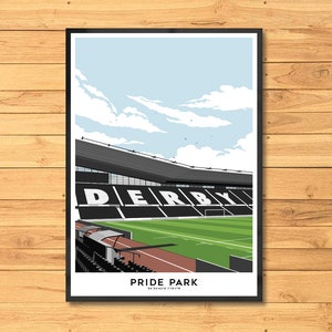 Pride Park Football Stadium Art Print, Derby Gift