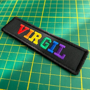 CUSTOM NAME RAINBOW dog harness embroidery patch M 110 x 30 mm / 4.3'' x 1.2'' Inch