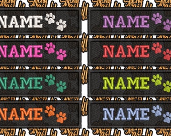 AANGEPASTE NAAM en PAWS M hondenharnas borduurpatch 110 x 30 mm / 4.3'' x 1.2''