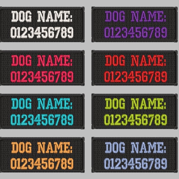 CUSTOM NAME and NUMBER M dog harness embroidery patch 110 x 30 mm / 4.3'' x 1.2''